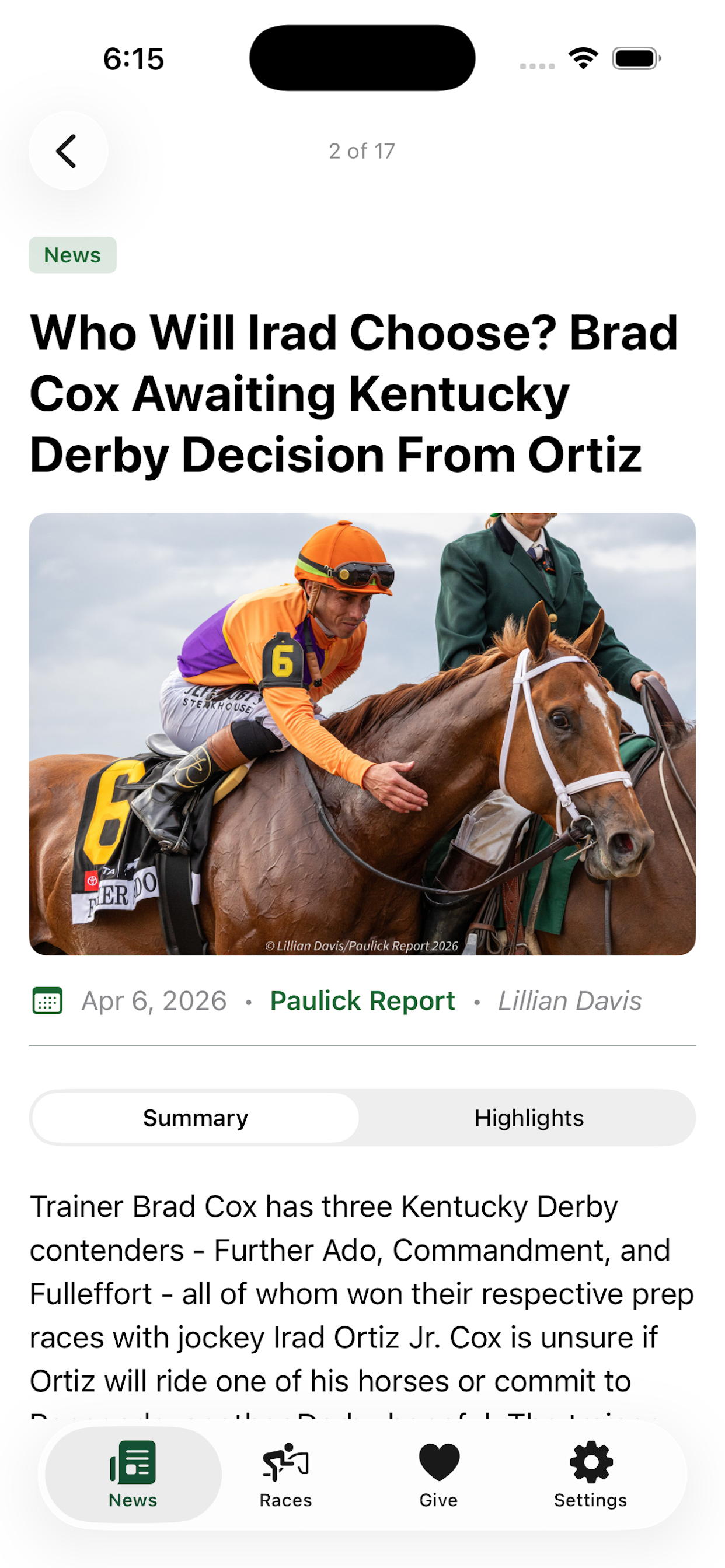 EquiBrief full summary view
